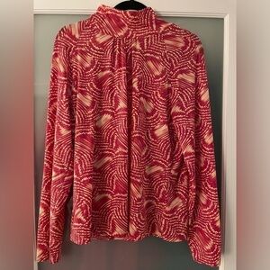 St. John Sport Abstract Long Sleeve Mock-neck Top